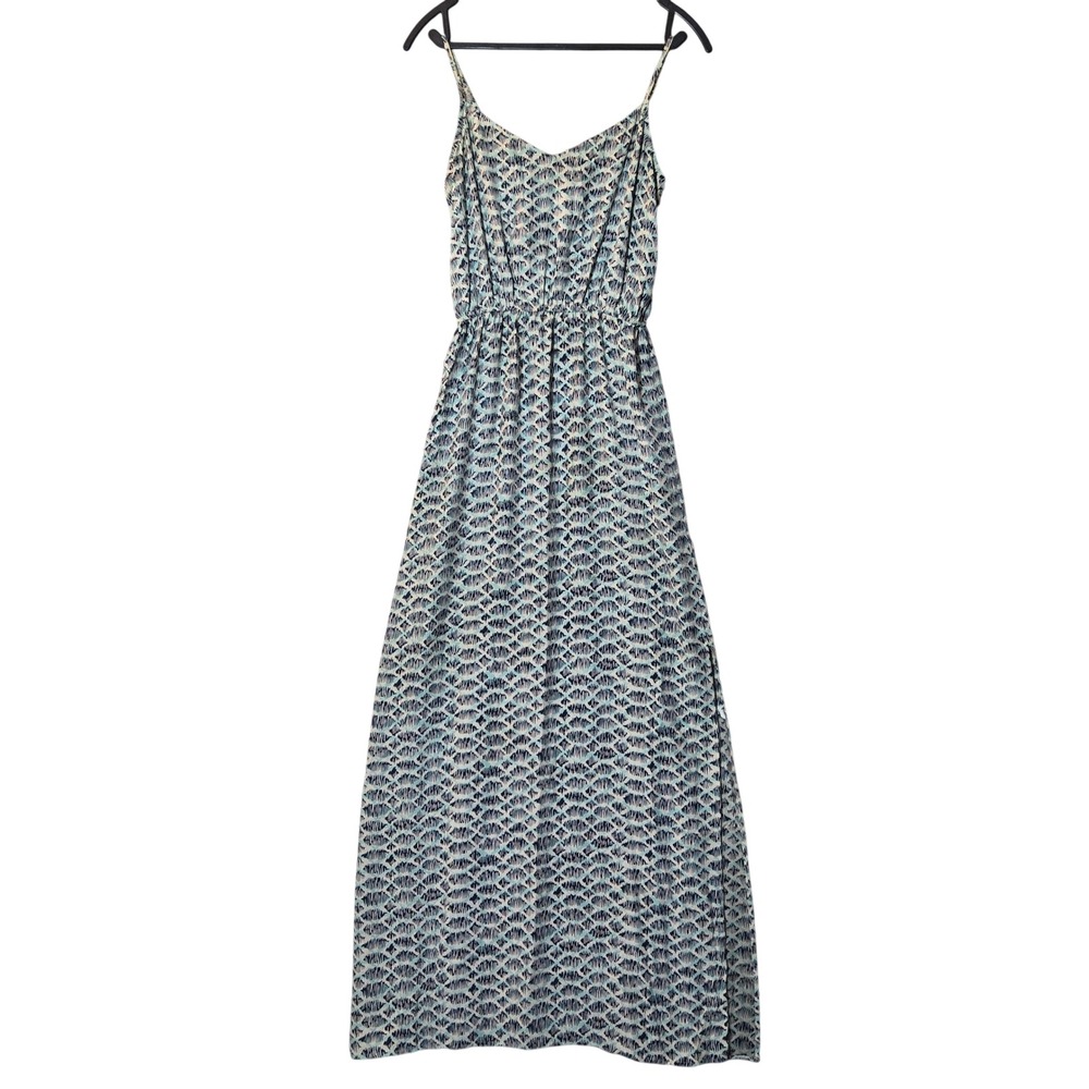 Barneys New York Silk Sleeveless Maxi Dress Blue White S Quiet Luxury Coastal